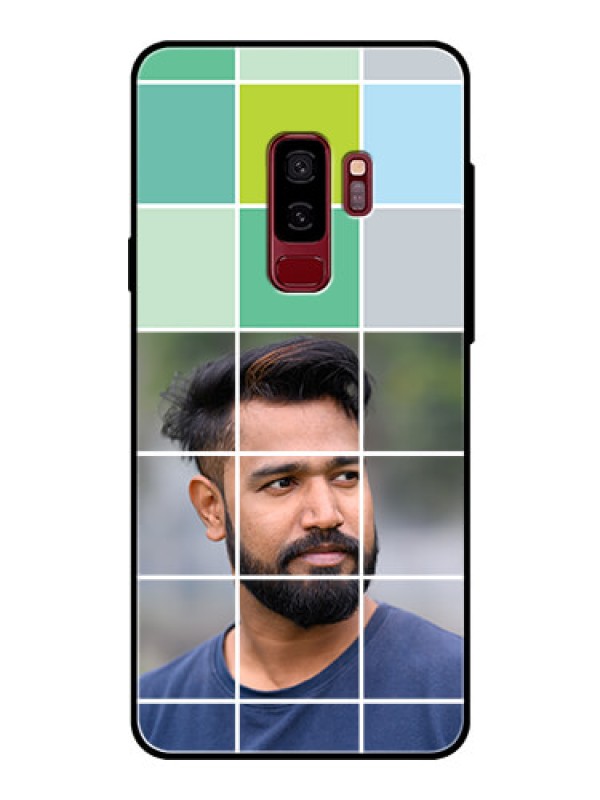 Custom Samsung Galaxy S9 Plus Photo Printing on Glass Case  - with white box pattern 