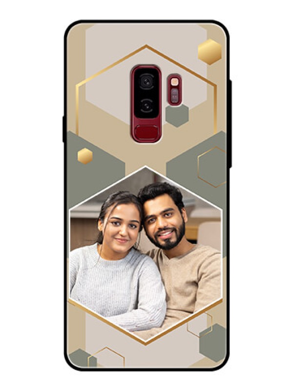 Custom Galaxy S9 Plus Photo Printing on Glass Case - Stylish Hexagon Pattern Design