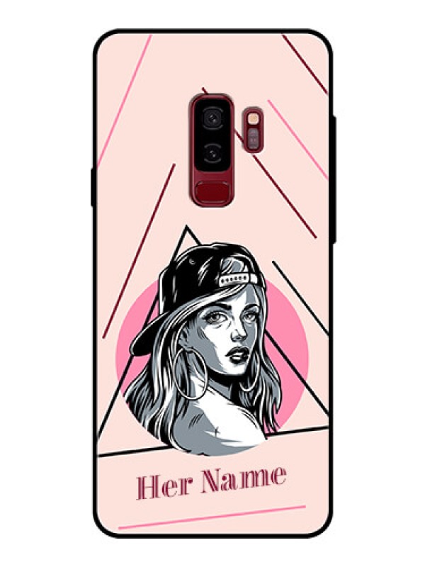 Custom Galaxy S9 Plus Personalized Glass Phone Case - Rockstar Girl Design
