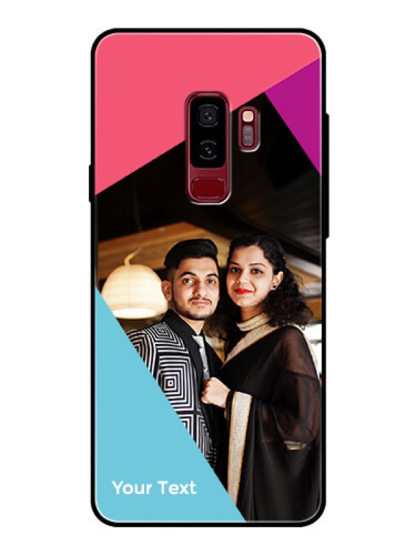 Custom Galaxy S9 Plus Custom Glass Mobile Case - Stacked Triple colour Design