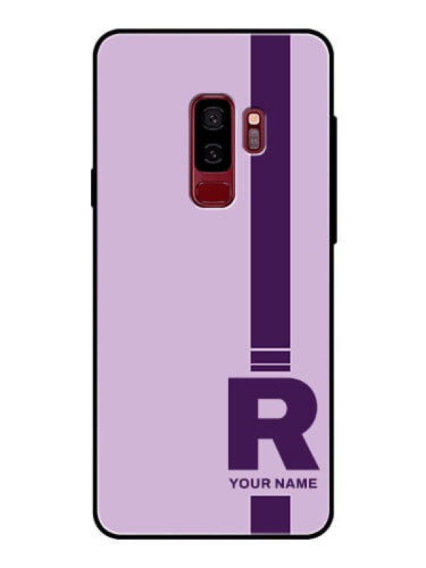 Custom Galaxy S9 Plus Photo Printing on Glass Case - Simple dual tone stripe with name Design