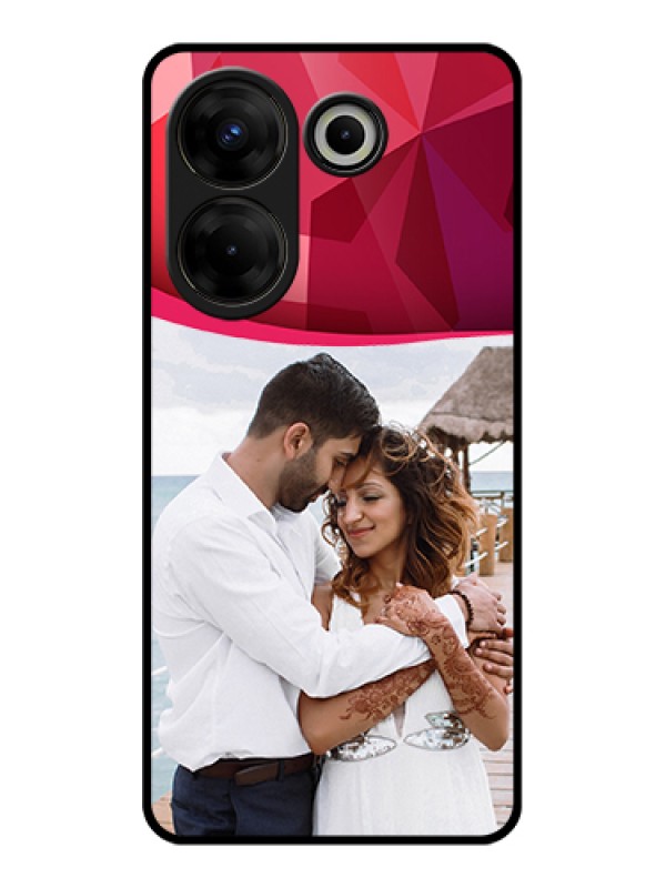 Custom Tecno Camon 20 Pro Custom Glass Phone Case - Red Abstract Design