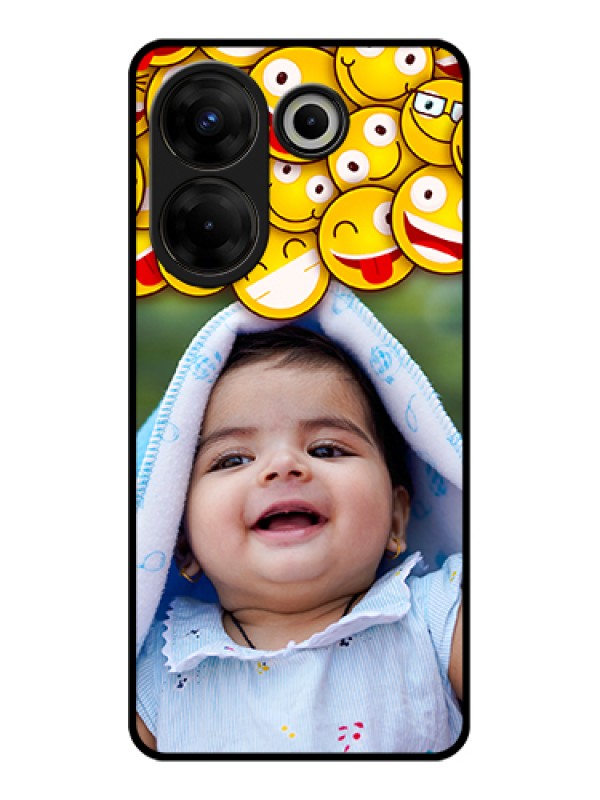 Custom Tecno Camon 20 Pro Custom Glass Phone Case - With Smiley Emoji Design
