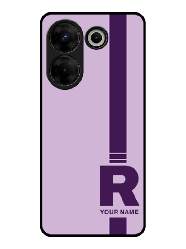 Custom Tecno Camon 20 Pro Custom Glass Phone Case - Simple Dual Tone Stripe With Name Design