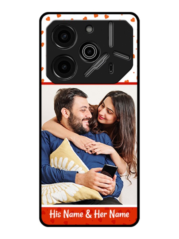 Custom Tecno Pova 6 Pro 5G Custom Glass Phone Case - Orange Love Symbol Design