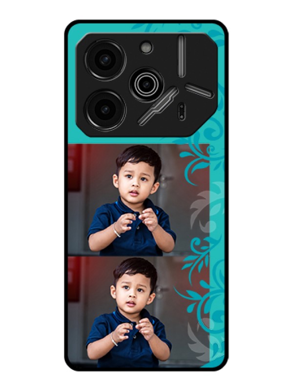 Custom Tecno Pova 6 Pro 5G Custom Glass Phone Case - With Photo And Green Floral Design