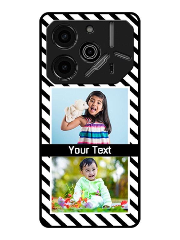 Custom Tecno Pova 6 Pro 5G Custom Glass Phone Case - Black And White Stripes Design