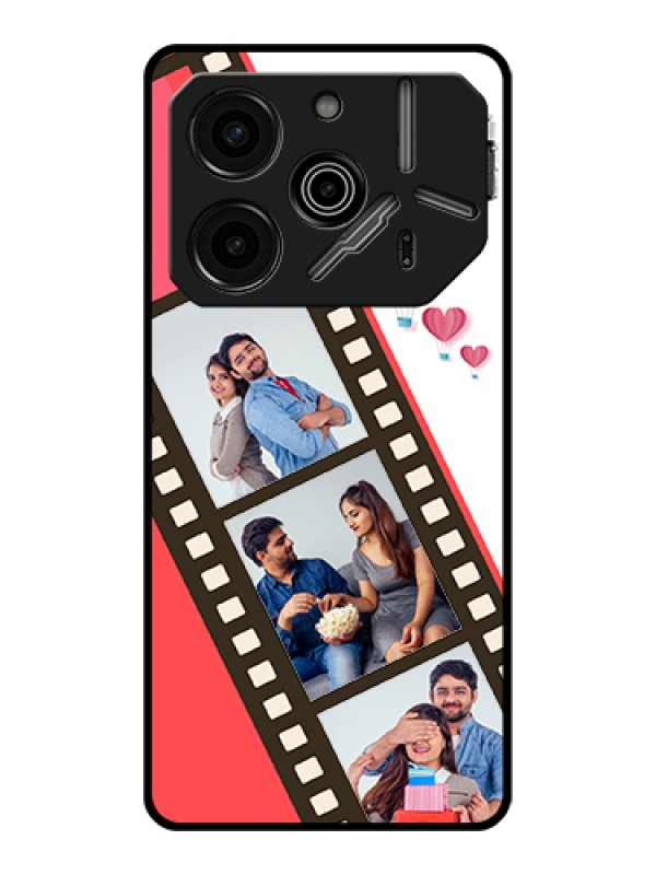 Custom Tecno Pova 6 Pro 5G Custom Glass Phone Case - 3 Image Holder With Film Reel