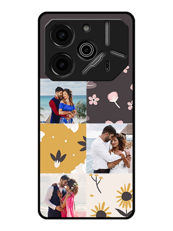 Custom Tecno Pova 6 Pro 5G Custom Glass Phone Case - 3 Images With Floral Design