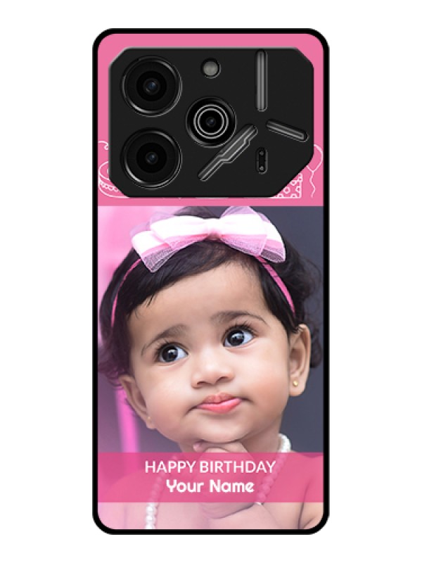 Custom Tecno Pova 6 Pro 5G Custom Glass Phone Case - With Birthday Line Art Design
