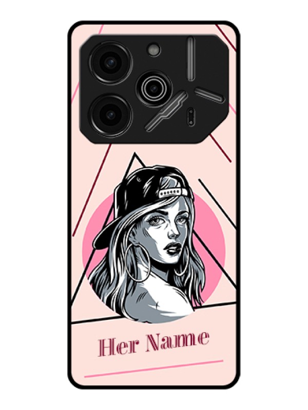 Custom Tecno Pova 6 Pro 5G Custom Glass Phone Case - Rockstar Girl Design