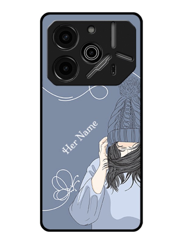 Custom Tecno Pova 6 Pro 5G Custom Glass Phone Case - Girl In Winter Outfit Design