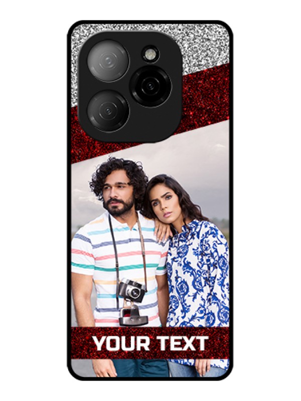 Custom Tecno Spark 20 Pro 5G Custom Glass Phone Case - Image Holder With Glitter Strip Design
