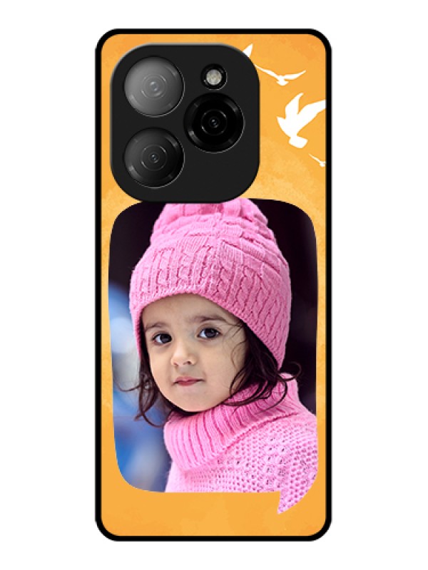 Custom Tecno Spark 20 Pro 5G Custom Glass Phone Case - Water Color Design With Bird Icons