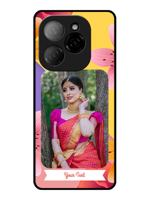 Custom Tecno Spark 20 Pro 5G Custom Glass Phone Case - 3 Image With Vintage Floral Design