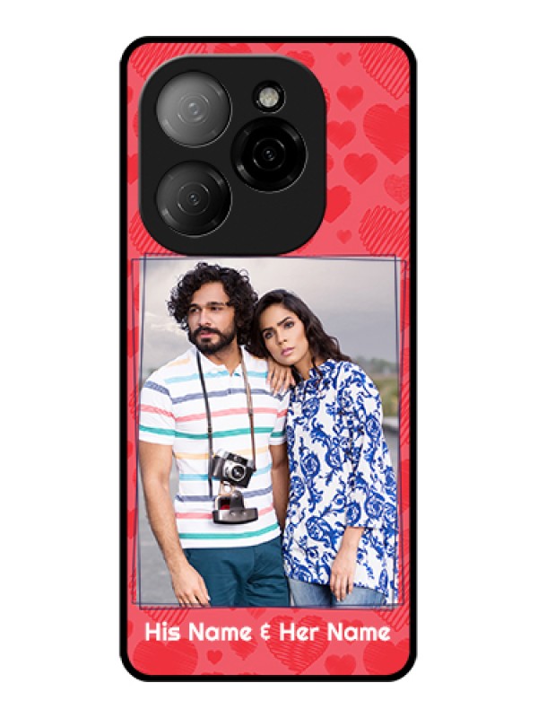 Custom Tecno Spark 20 Pro 5G Custom Glass Phone Case - With Red Heart Symbols Design