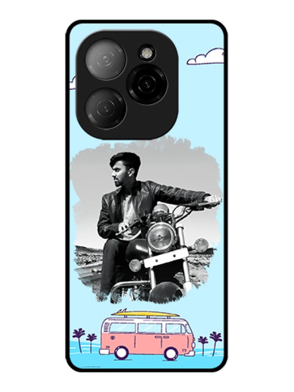 Custom Tecno Spark 20 Pro 5G Custom Glass Phone Case - Travel & Adventure Design