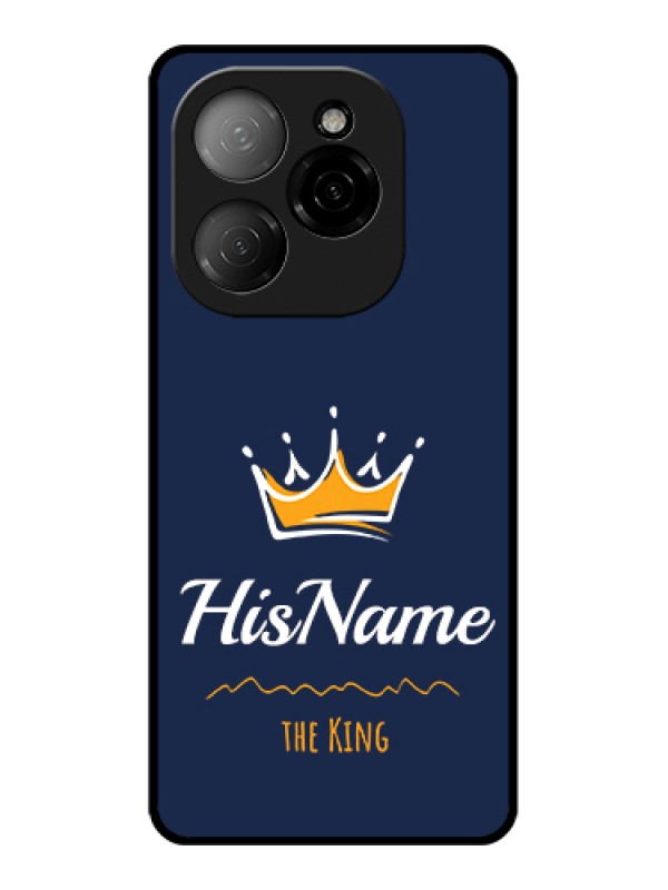 Custom Tecno Spark 20 Pro 5G Custom Glass Phone Case - King With Name Design