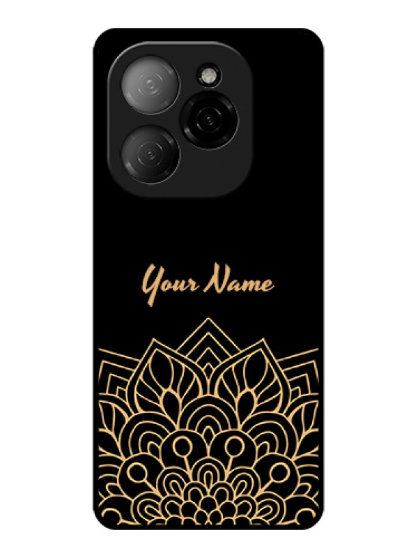Custom Tecno Spark 20 Pro 5G Custom Glass Phone Case - Golden Mandala Design