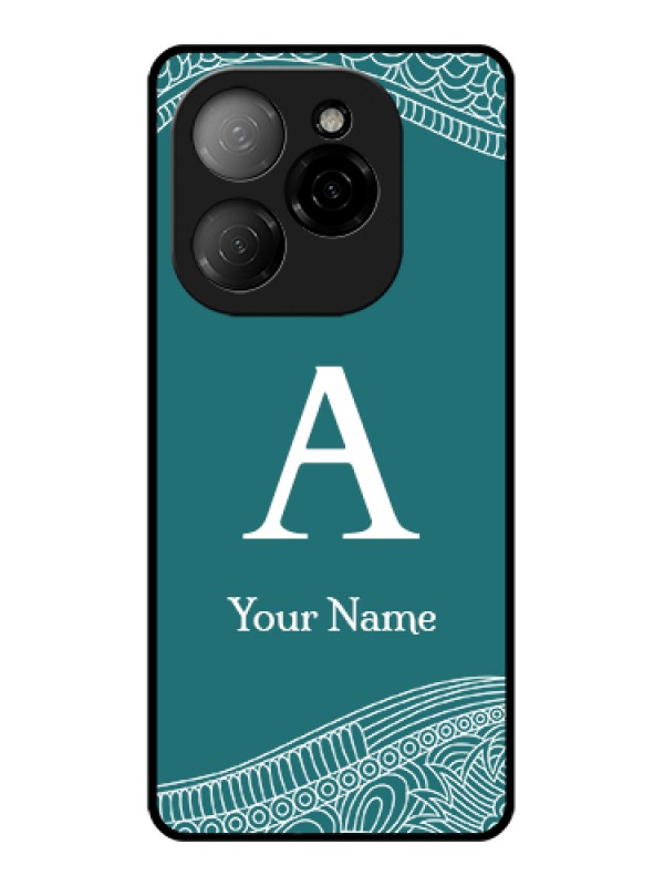 Custom Tecno Spark 20 Pro 5G Custom Glass Phone Case - Line Art Pattern With Custom Name Design