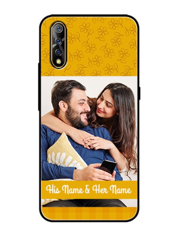 Custom Vivo S1 Custom Glass Mobile Case  - Yellow Floral Design