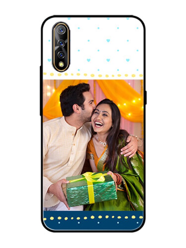 Custom Vivo S1 Personalized Glass Phone Case  - White and Blue Abstract Design