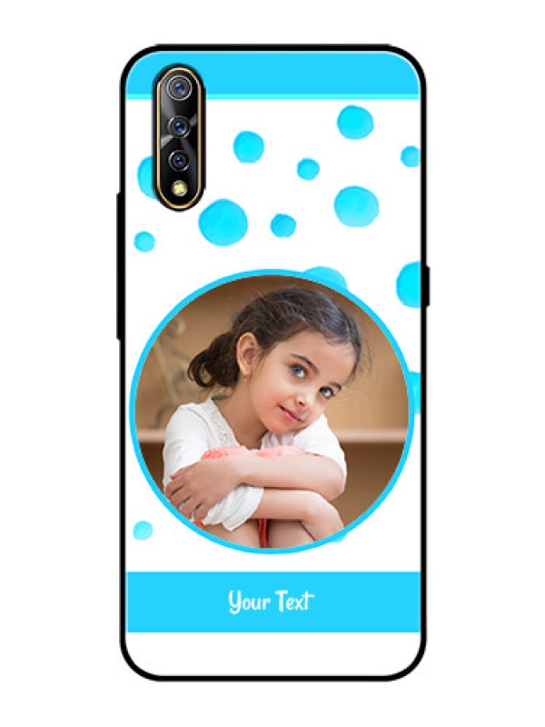 Custom Vivo S1 Photo Printing on Glass Case  - Blue Bubbles Pattern Design