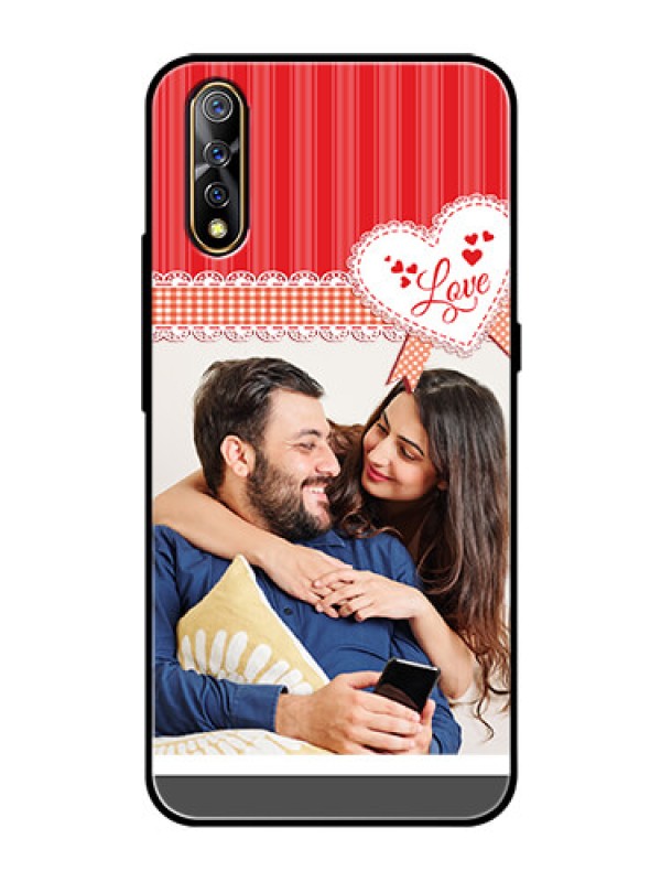 Custom Vivo S1 Custom Glass Mobile Case  - Red Love Pattern Design