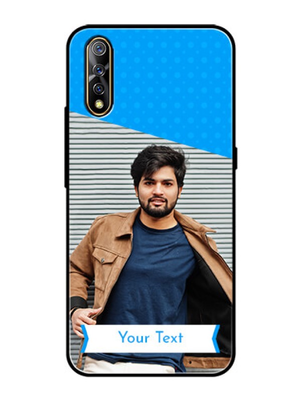 Custom Vivo S1 Photo Printing on Glass Case  - Simple Blue Color Design