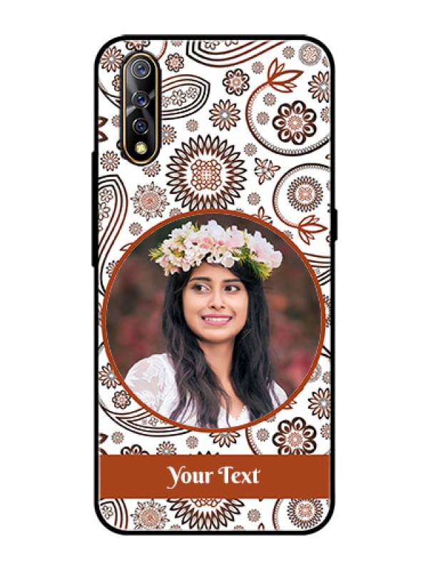 Custom Vivo S1 Custom Glass Mobile Case  - Abstract Floral Design 