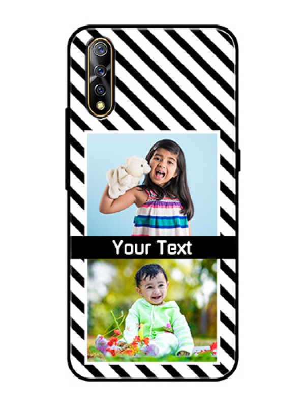 Custom Vivo S1 Photo Printing on Glass Case  - Black And White Stripes Design