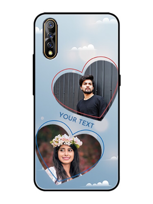 Custom Vivo S1 Custom Glass Mobile Case  - Blue Color Couple Design 