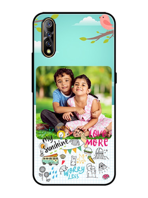 Custom Vivo S1 Photo Printing on Glass Case  - Doodle love Design