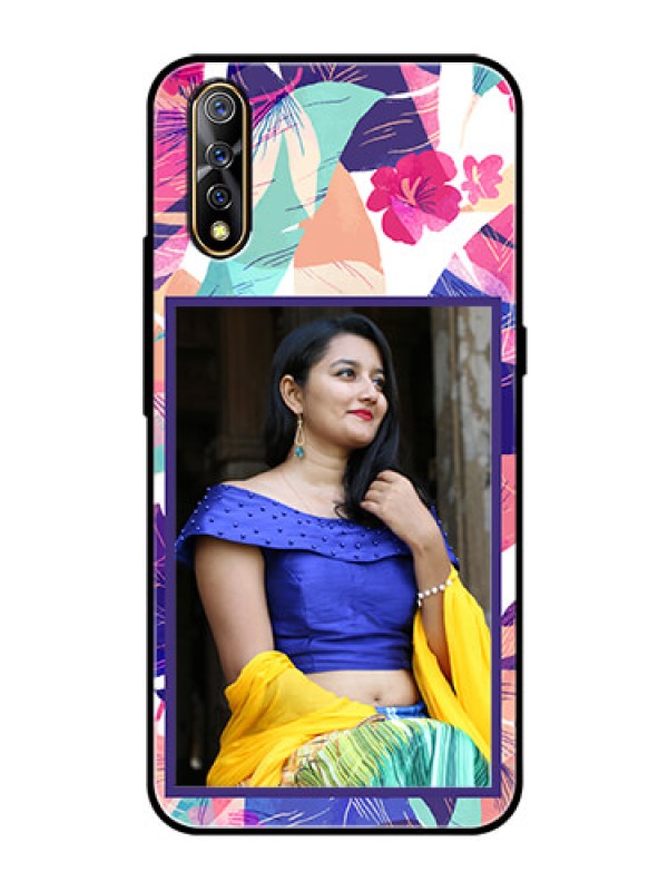 Custom Vivo S1 Custom Glass Mobile Case  - Abstract Floral Design