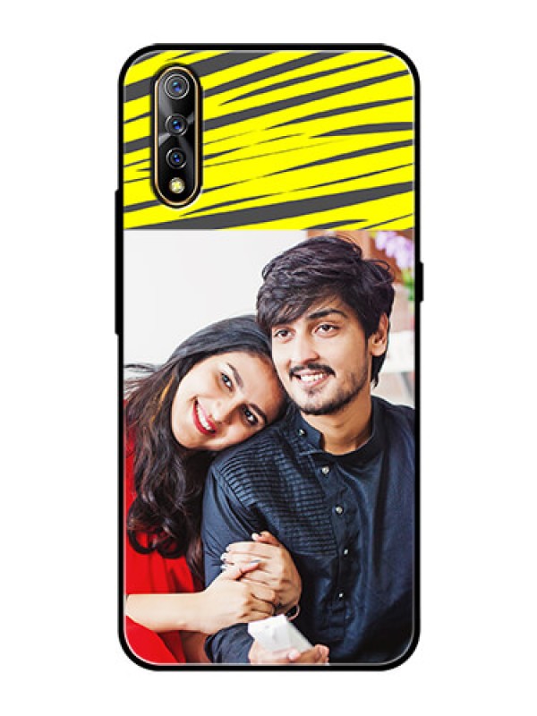 Custom Vivo S1 Photo Printing on Glass Case  - Yellow Abstract Design