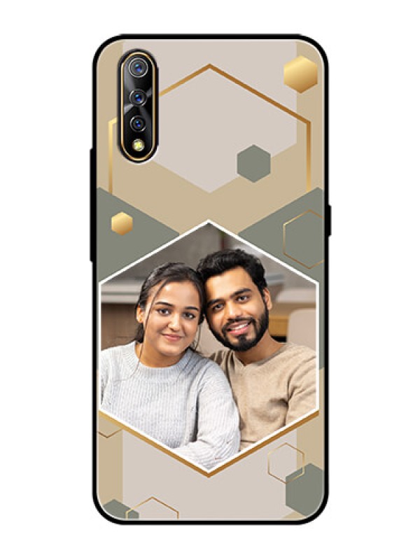 Custom Vivo S1 Photo Printing on Glass Case - Stylish Hexagon Pattern Design