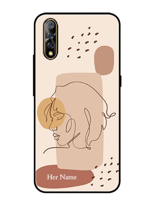 Custom Vivo S1 Photo Printing on Glass Case - Calm Woman line art Design