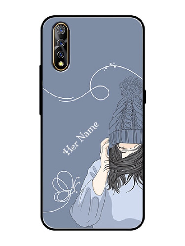 Custom Vivo S1 Custom Glass Mobile Case - Girl in winter outfit Design