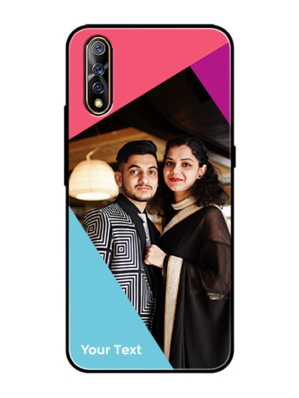Custom Vivo S1 Custom Glass Mobile Case - Stacked Triple colour Design