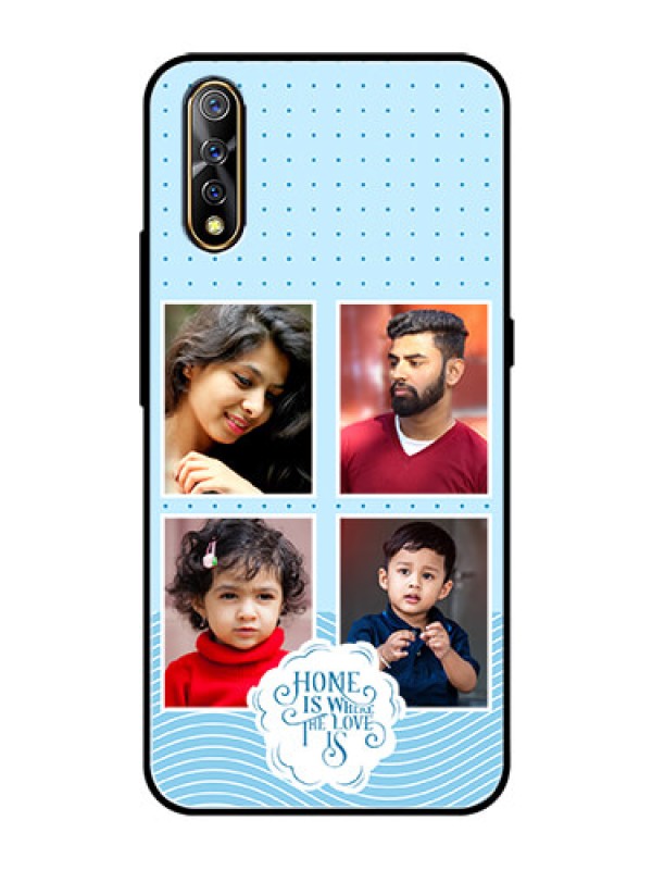 Custom Vivo S1 Custom Glass Phone Case - Cute love quote with 4 pic upload Design