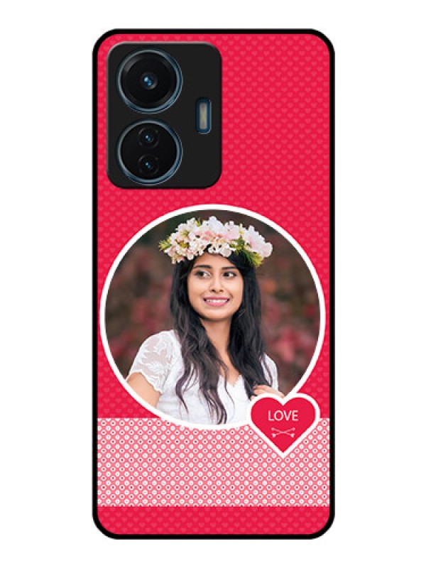Custom Vivo T1 44w 4G Personalised Glass Phone Case - Pink Pattern Design