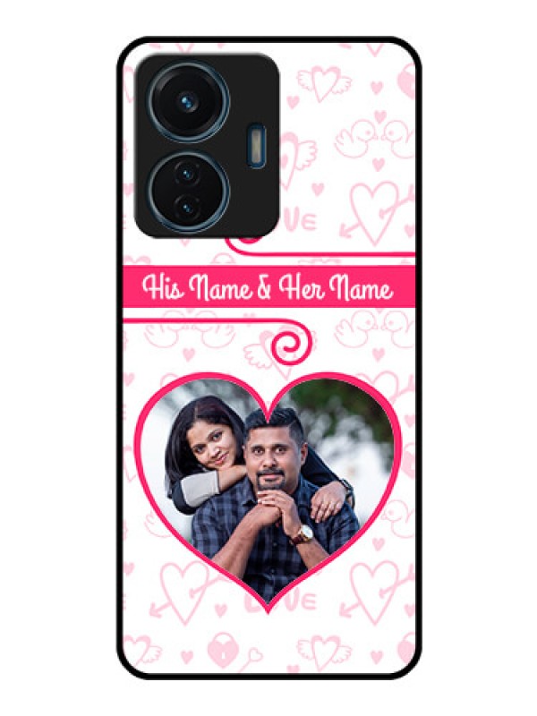 Custom Vivo T1 44w 4G Personalized Glass Phone Case - Heart Shape Love Design