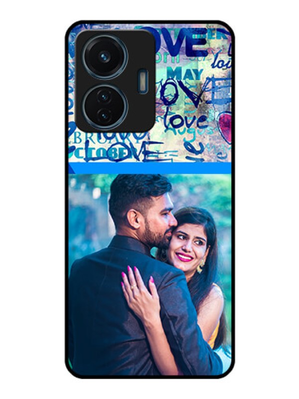 Custom Vivo T1 44w 4G Custom Glass Mobile Case - Colorful Love Design