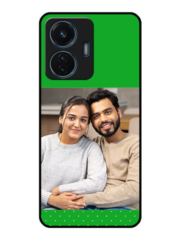 Custom Vivo T1 44w 4G Personalized Glass Phone Case - Green Pattern Design