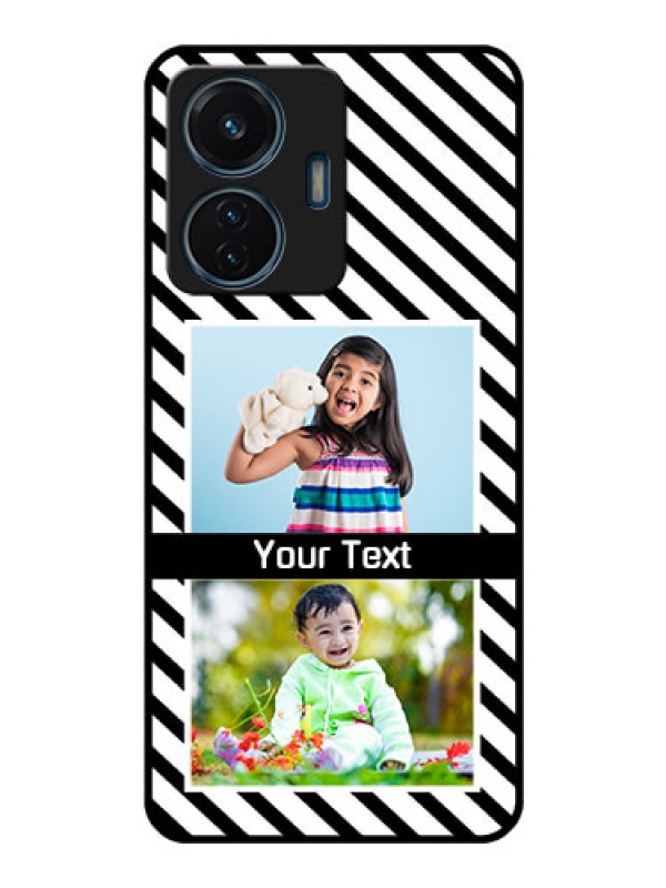 Custom Vivo T1 44w 4G Photo Printing on Glass Case - Black And White Stripes Design