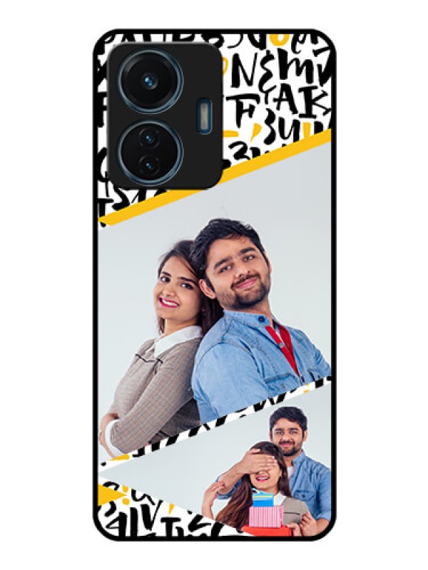 Custom Vivo T1 44w 4G Custom Glass Mobile Case - Letters Pattern Design