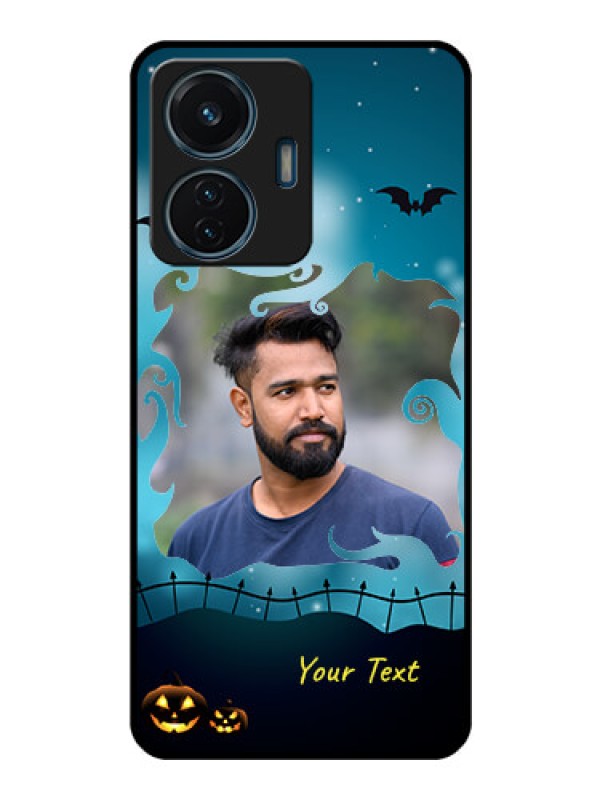 Custom Vivo T1 44w 4G Custom Glass Phone Case - Halloween frame design