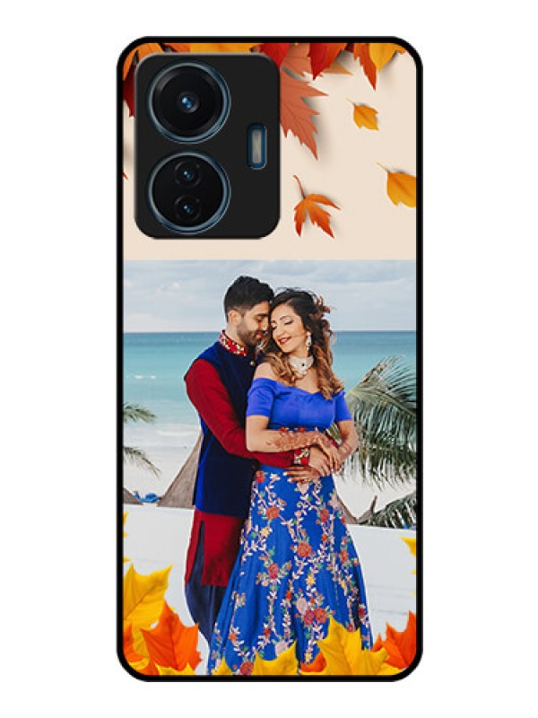 Custom Vivo T1 44w 4G Photo Printing on Glass Case - Autumn Maple Leaves Design