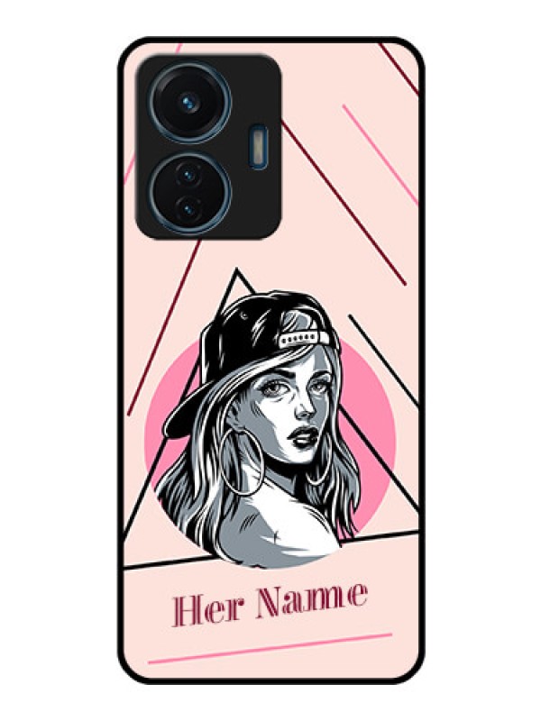 Custom Vivo T1 44W 4G Personalized Glass Phone Case - Rockstar Girl Design