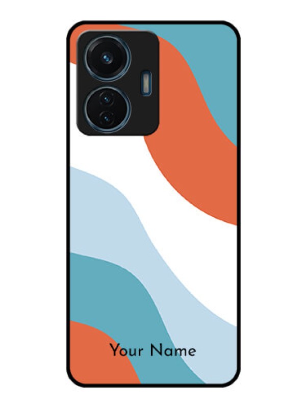 Custom Vivo T1 44W 4G Custom Glass Mobile Case - coloured Waves Design